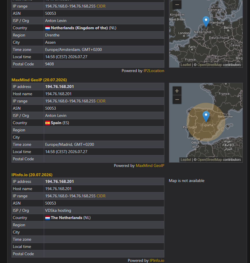 Проверка IP-адреса сервера