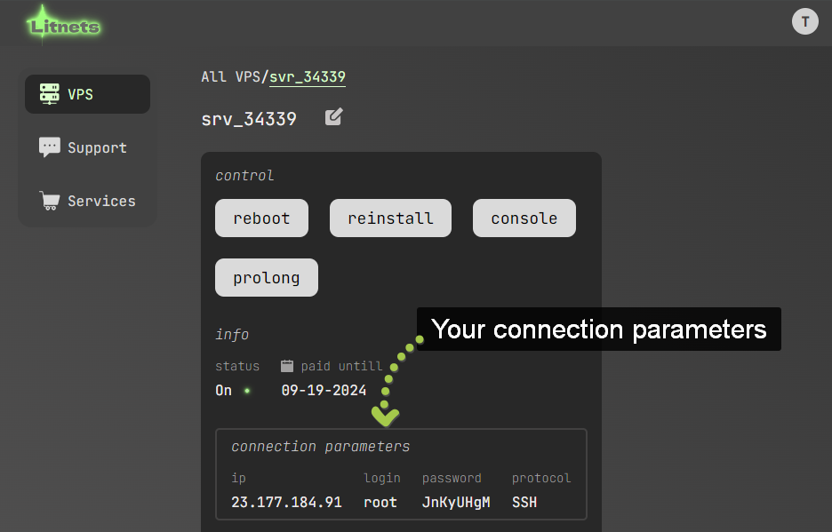 Connection parameters 