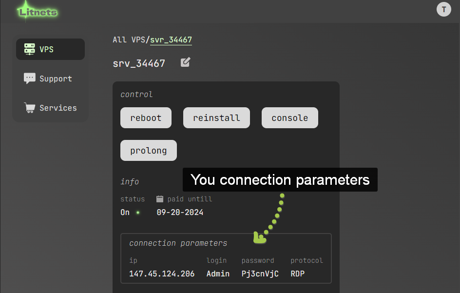 Connection parameters