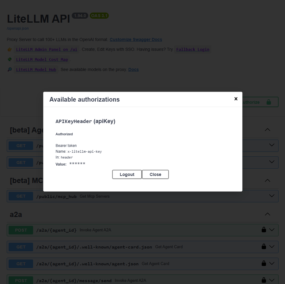 Вход в LiteLLM UI
